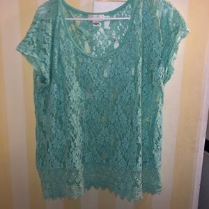 Teal lace top